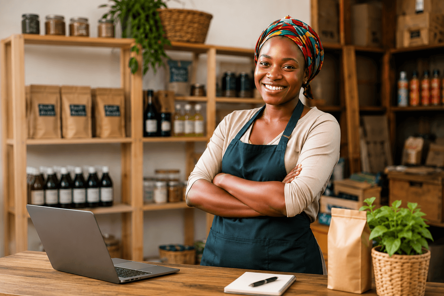 Entrepreneur managing daily business operations